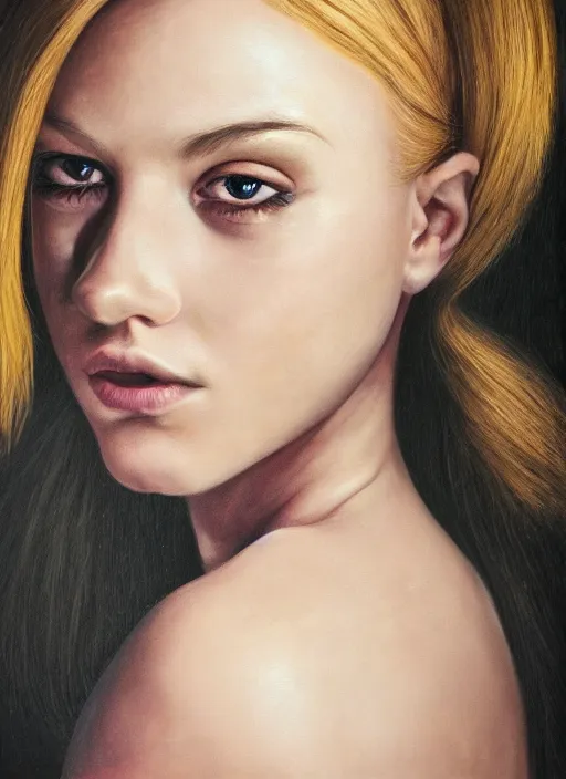 Prompt: hyper realistic, portrait, close - up, moon, dark witch, painting by ansell, mary jane, smooth, sharp focus