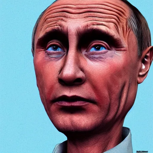 Image similar to bodyhorror portrait of vladimir putin who became a degraded retarded lovecraftian worm, photo - realistic, color image, 2 k, highly detailed