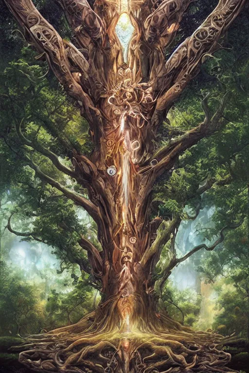 Image similar to tree of life, four seasons, volymetric light, highly detailed matte painting by noriyoshi ohrai, by charlie bowater, by mark brooks