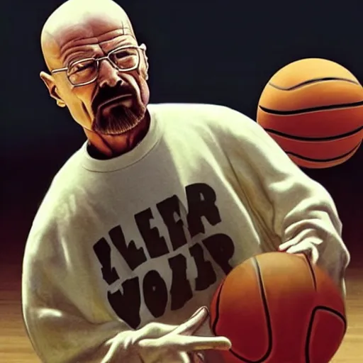 Prompt: walter white playing basketball