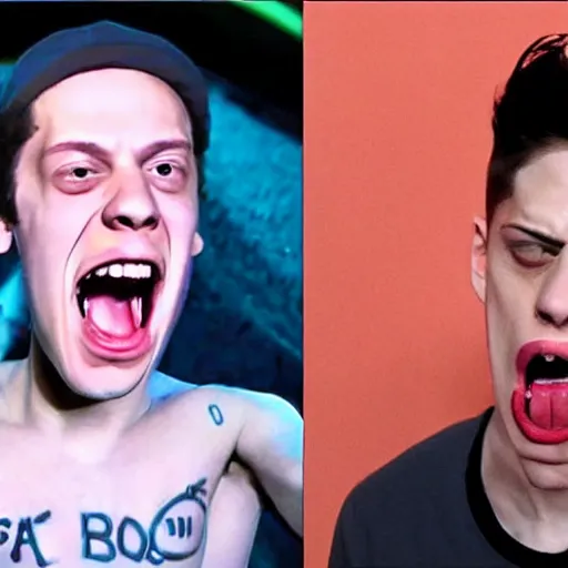 Prompt: Pete Davidson screaming in the style of Edvard Munch