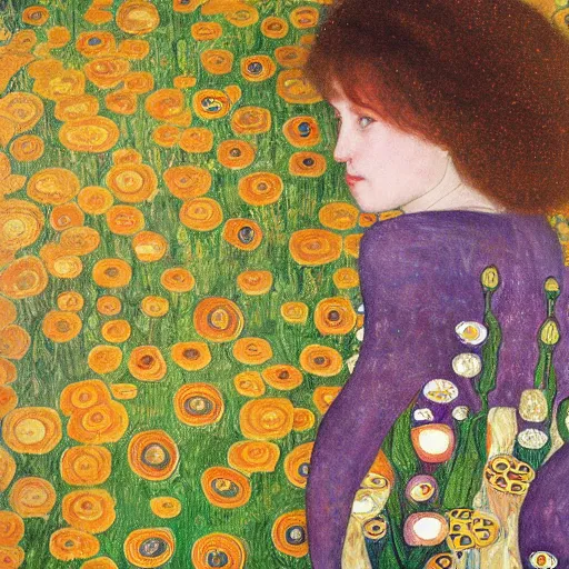 Image similar to a painting of a lilies buke vaguely inspired in the style of gustav klimt