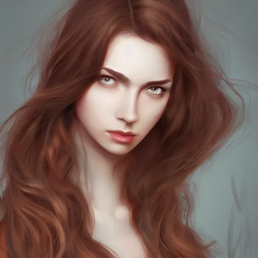 Image similar to A beautiful woman, mystic, digital art, artstation, uncompressed, detailed, long brown hair, pose