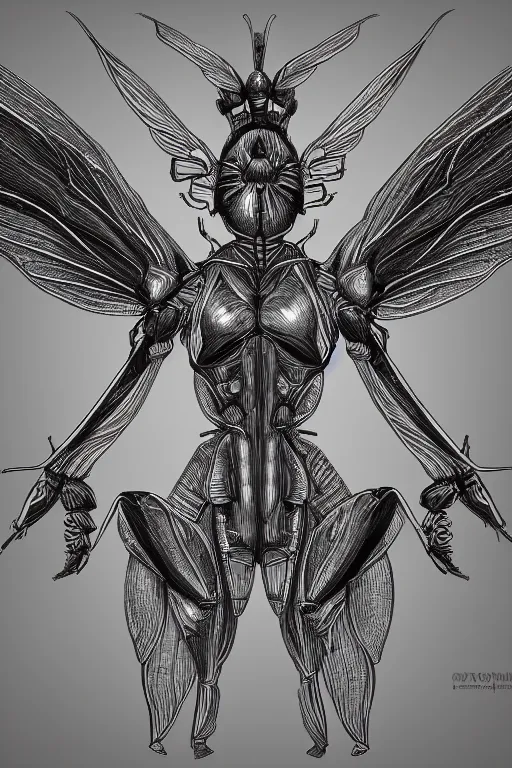 Prompt: a beetle insectoid angel, symmetrical, highly detailed, digital art, sharp focus, trending on art station, anime art style