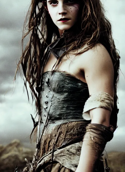 Prompt: photography emma watson prehistoric victorian berserker cinematic