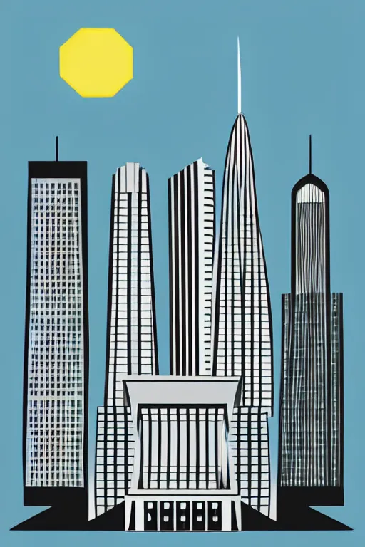 Image similar to minimalist boho style art of frankfurt european central bank, illustration, vector art