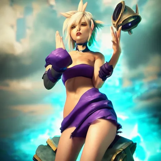 Prompt: still of pretty Riven (League of Legends) in KDA music video. 3d render, octane render, game art, realistic, highly detailed, trending on artstation, 4k, trending on artstation, pixar, cgsociety, unreal engine 5, redshift render, trending on artstation, blender, behance, cg