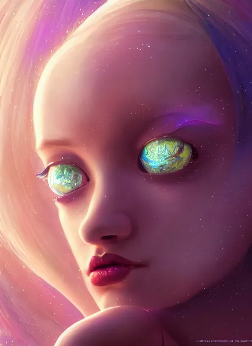 Image similar to pixar portrait 8 k photo, beautiful shiny white rich galactic prima ballerina clowncore russian cyborg college girl, golden ratio details, sci - fi, fantasy, cyberpunk, intricate, decadent, highly detailed, digital painting, ever after high, octane render, artstation, concept art, smooth, sharp focus, illustration, art by artgerm, loish, wlop