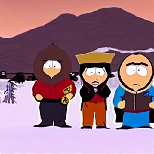 Image similar to a still of from blazing saddles crossover with south park