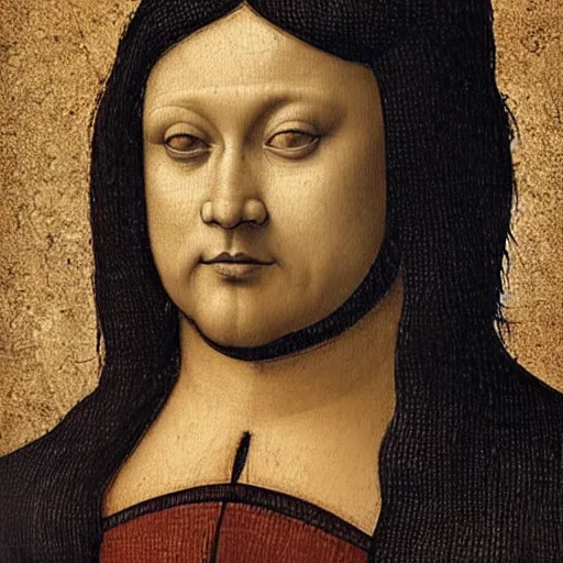 Image similar to a portrait of a fat but strong black haired king in the style of leonardo da vinci