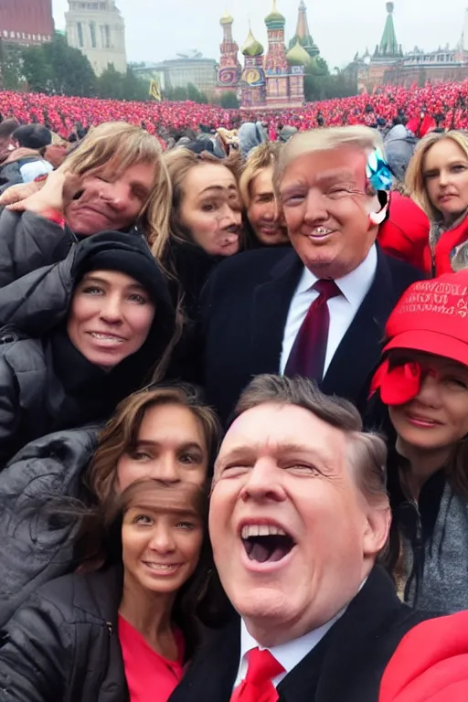 Prompt: Trump selfie on red square