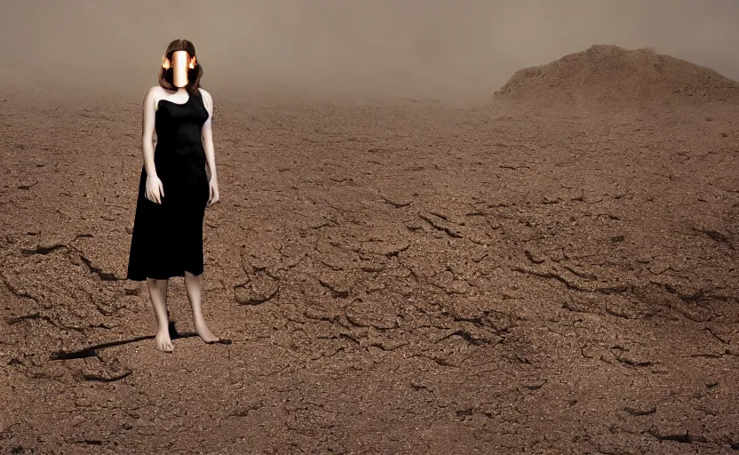 Prompt: levitating bene gesserit with fractal mirror dress with white flowers and fullface golden mask inside a thick black smoke in rocky desert landscape, sand alien city in the landscape, burning earth by gaspar noe and christopher doyle, anamorphic lens, anamorphic lens flares, kodakchrome, cinematic composition, practical effects, award winning photo, 8 k