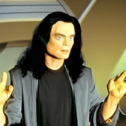 Image similar to tommy wiseau as a character in Star Trek the next generation