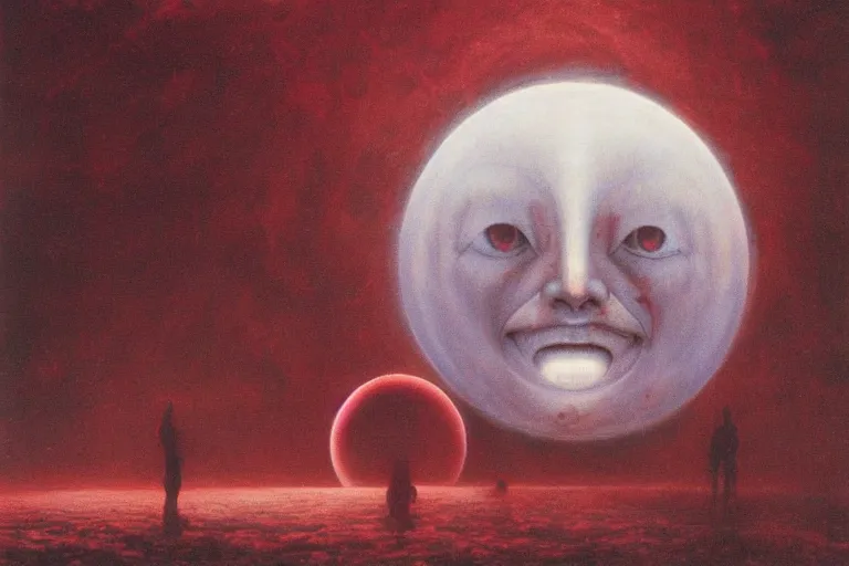 Image similar to people activate behelit in the middle of eclipse, human sacrifice , Old testament angel, dark sky, red cloud, sea of blood, beksinski