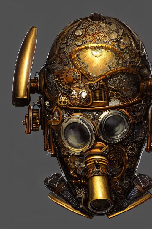 Image similar to steampunk helmet fantasy art mask robot ninja stylized digital illustration sharp focus, elegant intricate digital painting artstation concept art global illumination ray tracing advanced technology chaykin howard and campionpascale and cooke darwyn and davis jack