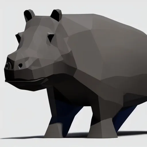 Image similar to low polygon render of a hippo on a white background, isometric 3 d, ultra hd