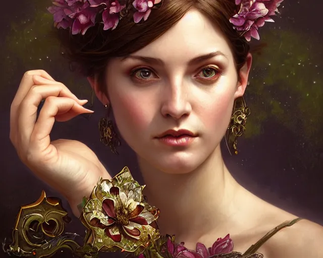 Image similar to photography of mandy disher, deep focus, d & d, fantasy, intricate, elegant, highly detailed, digital painting, artstation, concept art, matte, sharp focus, illustration, hearthstone, art by artgerm and greg rutkowski and alphonse mucha