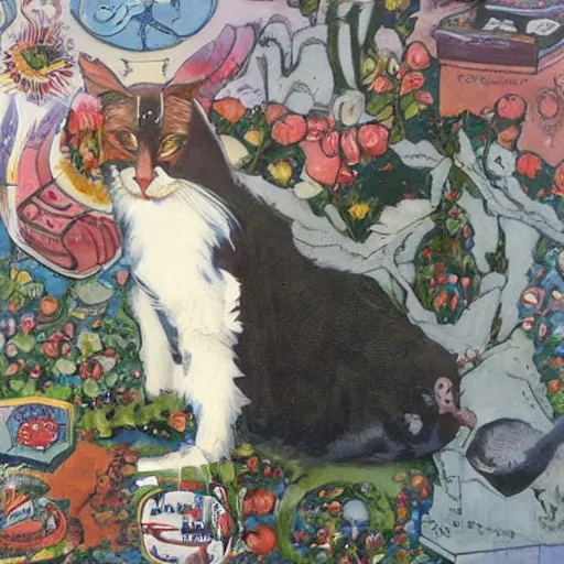 Image similar to a cat portrait by louis wain