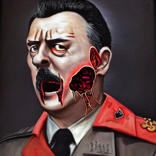 Image similar to igor ivanovich strelkov became an angry degraded satanic hellfire demonic abomination and calling for total mobilization, photo - realistic, color image, 2 k, highly detailed, bodyhorror, occult art