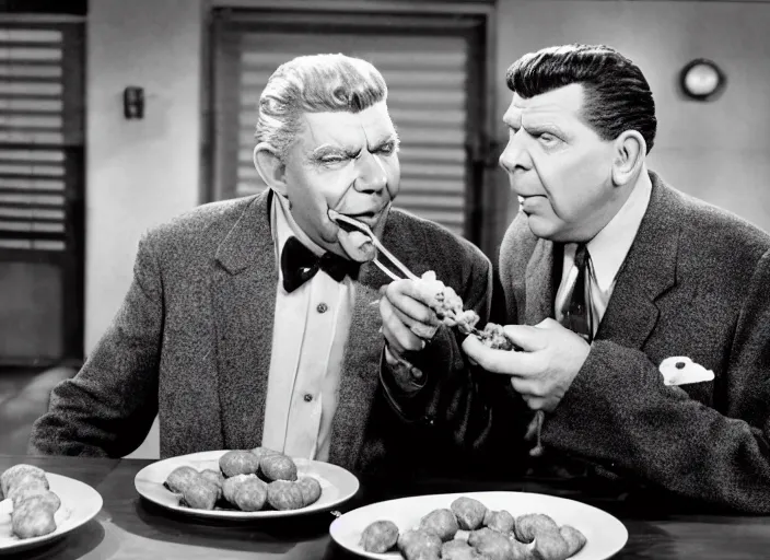 Image similar to photo still of andy griffith as matlock at shoneys!!!!!!!! at age 6 6 years old 6 6 years of age!!!!!!!! enjoying sausage, 8 k, 8 5 mm f 1. 8, studio lighting, rim light, right side key light