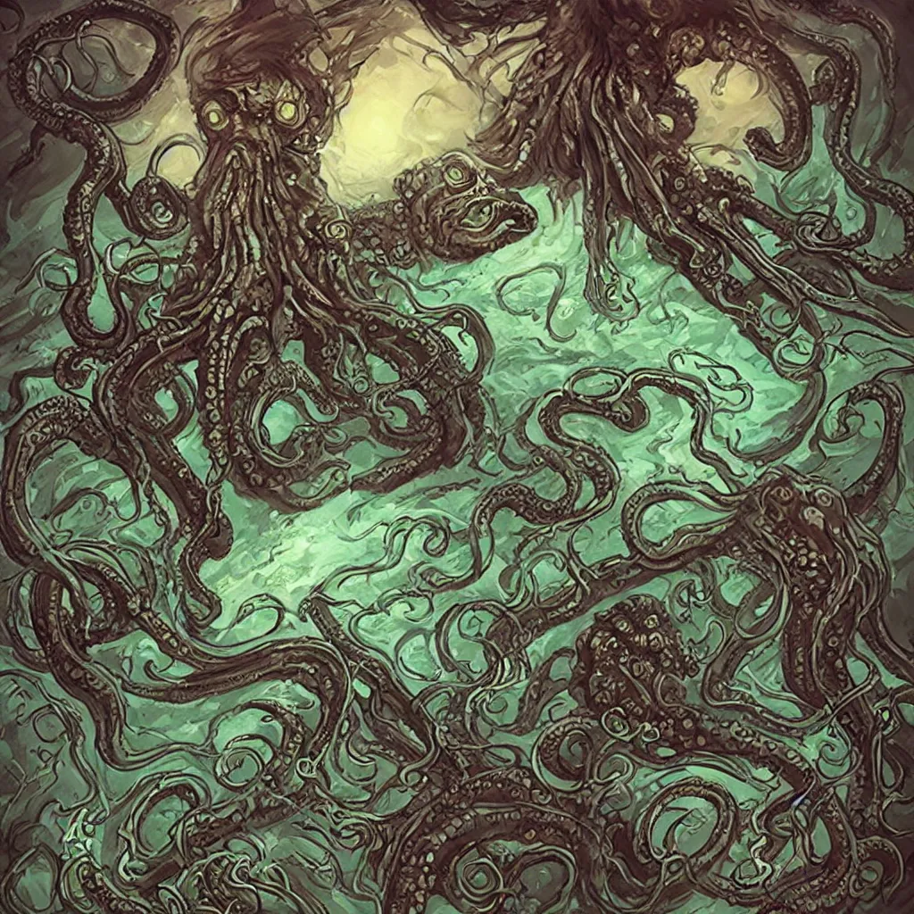 Prompt: a diary in the style of cthulhu, tales of legendia, tentacle, style of howard phillips lovecraft, loicmuzy, pedro sena