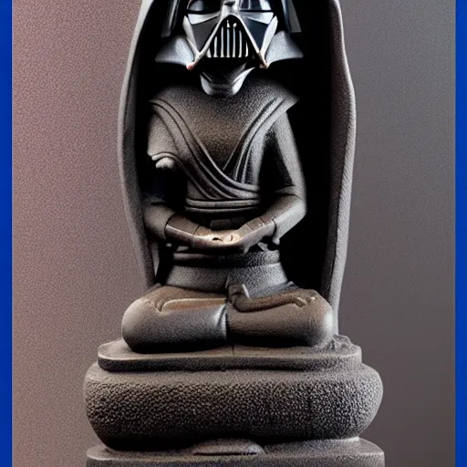 Prompt: female darth vader as buddha statue, 5 5 mm