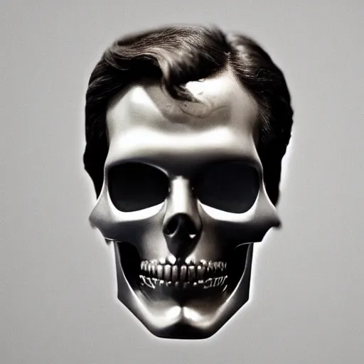 Prompt: portrait of christopher reeve half face skeleton metallo , color high quality sharp photography