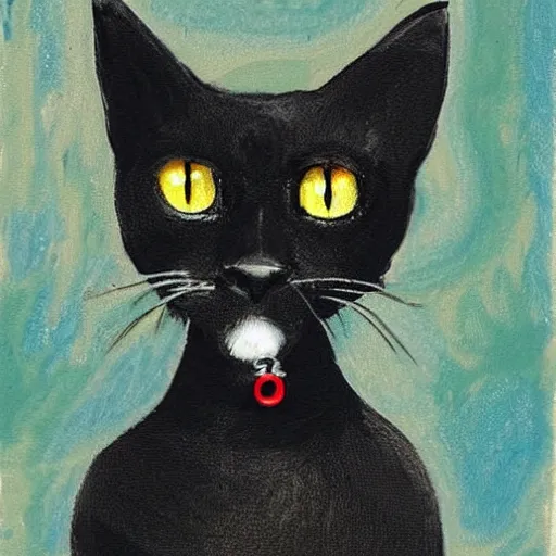 Image similar to a black cat in the style of esao andrews