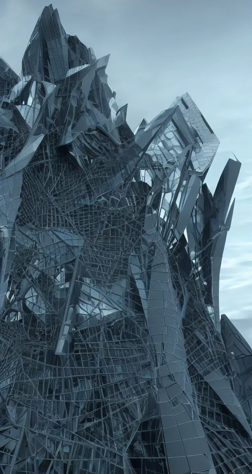 Image similar to huge futuristic building, in style of!! witchcore, detailed, sharp, 8 k