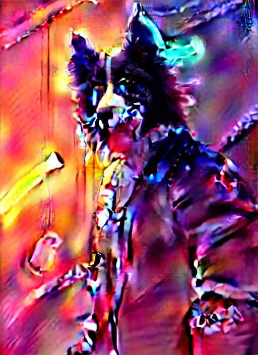 Image similar to wide angle beautiful full body portrait of a cute male anthropomorphic anthro border collie fursona wearing cowboy outfit in a neon metropolis, character design by charlie bowater, henry asencio, and ross tran, furry art, furaffinity, beautiful, glamor pose, detailed, aesthetic, trending on artstation