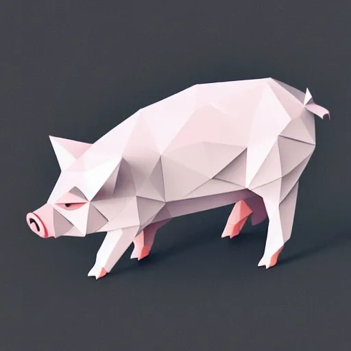 Image similar to low poly pig, isometric view, blank background