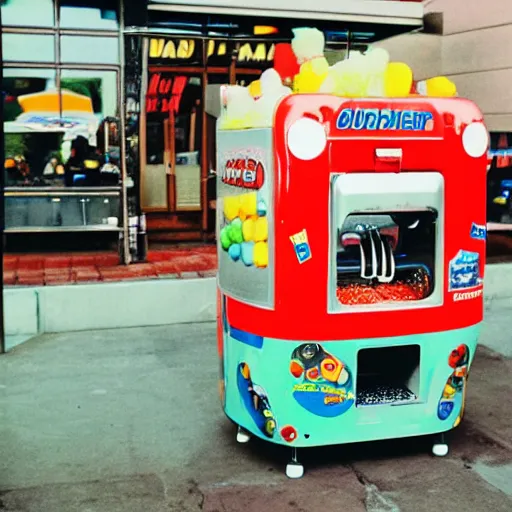 Prompt: a candy machine car, Fujifilm Quicksnap 400