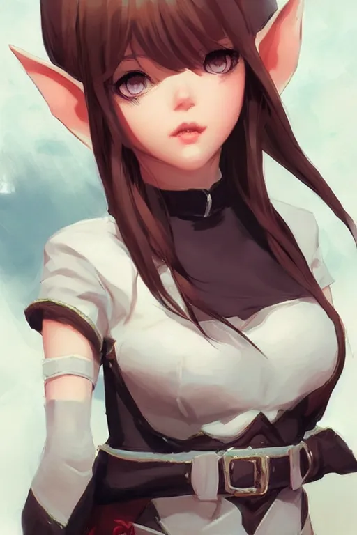 Image similar to cute elf girl by ilya kuvshinov, krenz cushart, artgerm