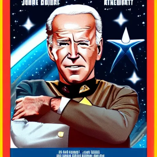 Image similar to movie poster of joe biden in star trek