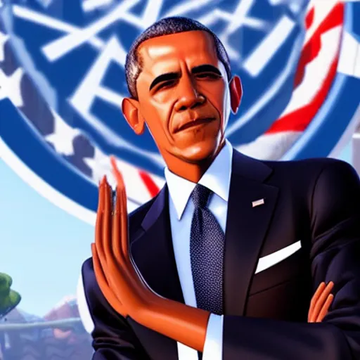 Image similar to barack obama as a character in fortnite