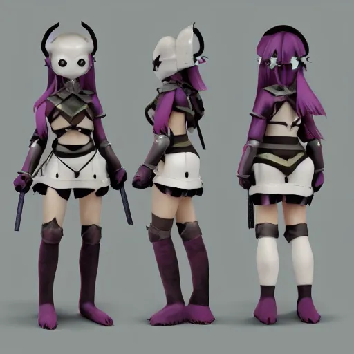 Prompt: cute fumo plush of a sword wielding paladin, shadow armor, mutant monster girl, stylized cel shading, vray