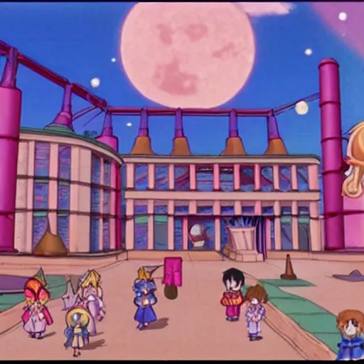 Prompt: old magic factory in sailor moon