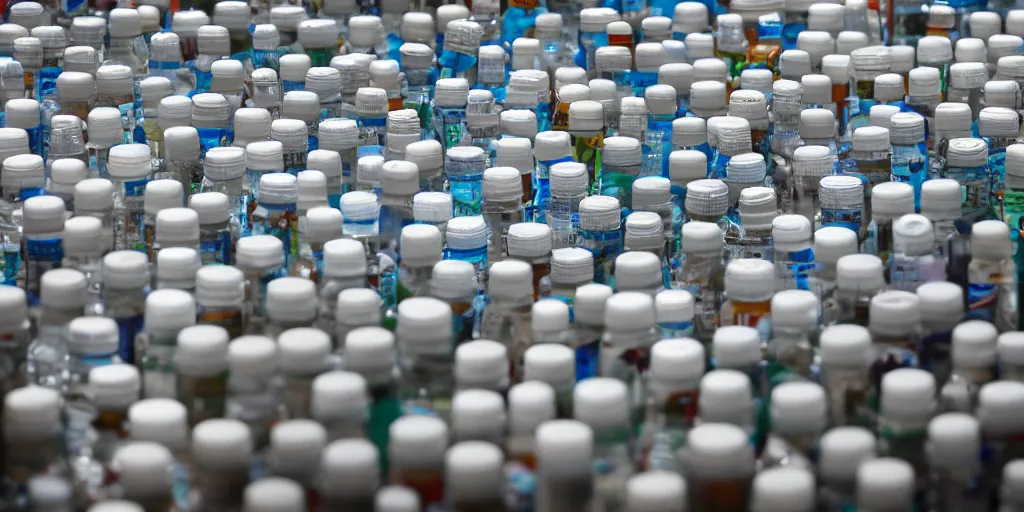 Image similar to a film still of prescription medicine bottles piling up in a vault, shallow depth of field, cinematic, award winning cgi, vfx, film still cfg _ scale : 1 8. 0