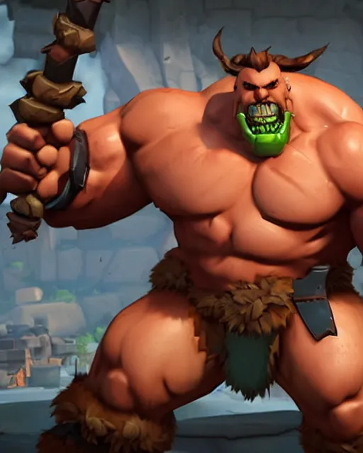 Image similar to hulking barbarian playable hero character in overwatch