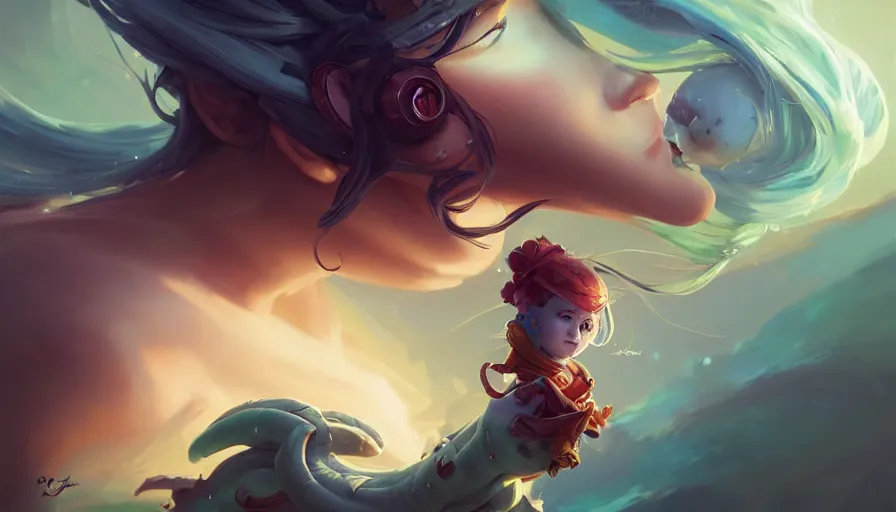 Prompt: portrait of a cute caterpillar, league of legends champion splash art, photorealistic facial features, right side composition, art by pete mohrbacher and guweiz and ilya kuvshinov, highly detailed, intricate, sharp focus, unreal engine 5, 4 k uhd