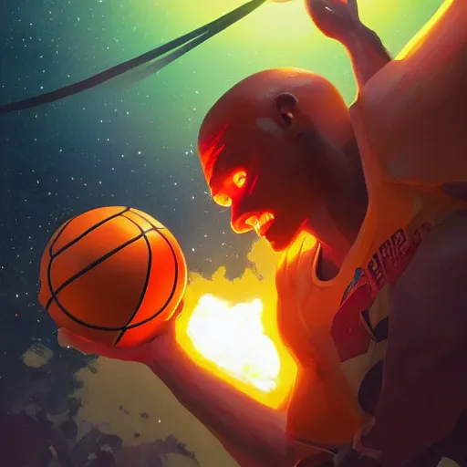 Image similar to a leather basketball as a comet zipping through space, hyper realistic, 8 k, behance hd artstation by jesper ejsing by rhads, makoto shinkai and lois van baarle, ilya kuvshinov, ossdraws