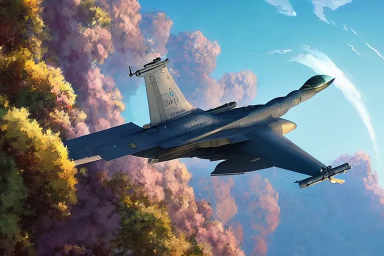 Image similar to a wholesome animation key shot of!! one!! focused!! f - 1 6!!!, shiny deep silver, in clear skies, wide shot, studio ghibli, pixar and disney animation, sharp, very detailed, high resolution, rendered in unreal engine 5, anime key art by greg rutkowski, bloom, dramatic lighting