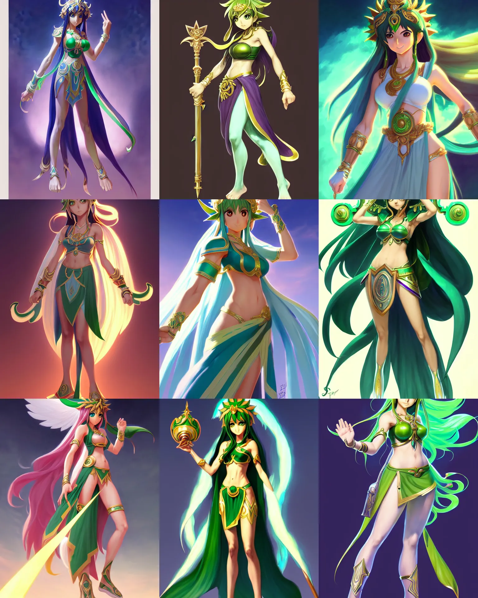 Prompt: full body character concept art of palutena | | distinct - fine, key visual, realistic shaded perfect face, fine details by stanley artgerm lau, wlop, rossdraws, james jean, andrei riabovitchev, marc simonetti, sakimichan, and jakub rebelka, trending on artstation