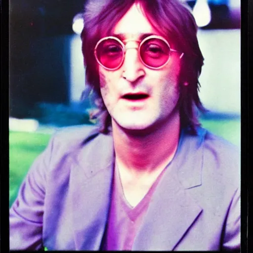 Image similar to john lennon in pink paradise, polaroid photo, perfect photo, photo pinterest