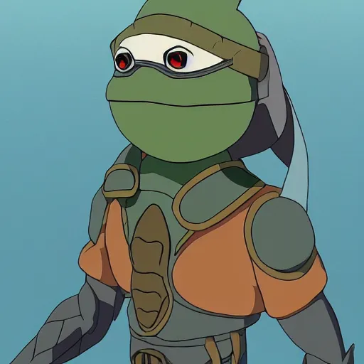 Prompt: anthropomorphic turtle hero by studio ghibli