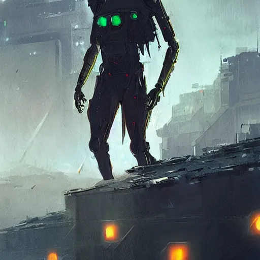 Image similar to the ai upload himself to a human body, sci - fi, cyber punk, greg rutkowski