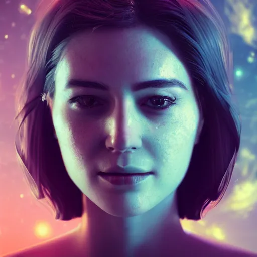Image similar to woman portrait made out of galaxies floating in space, saturn, highly detailed, beautiful, realistic, comic book art, unreal engine, octane render, sharp focus