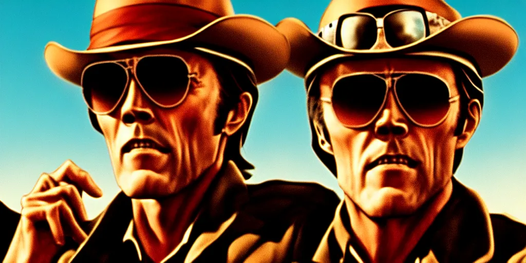 Image similar to easy rider movie poster with henry fonda and dennis hopper, unreal engine, detailed