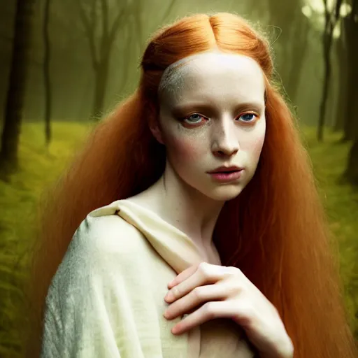 Prompt: photographic portrait of a stunningly beautiful english renaissance female in soft dreamy light at sunset, deep forest, soft focus, contemporary fashion shoot, hasselblad nikon, in a denis villeneuve and tim burton movie, by edward robert hughes, annie leibovitz and steve mccurry, david lazar, jimmy nelsson, extremely detailed, breathtaking, hyperrealistic, perfect face