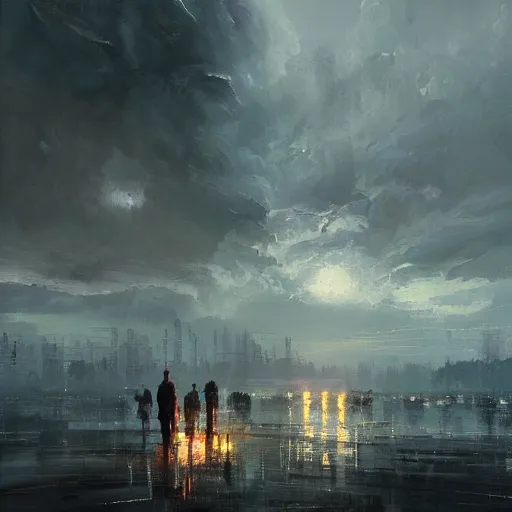 Prompt: river city thunder, intricate oil painting by greg rutkowski, trending on artstation